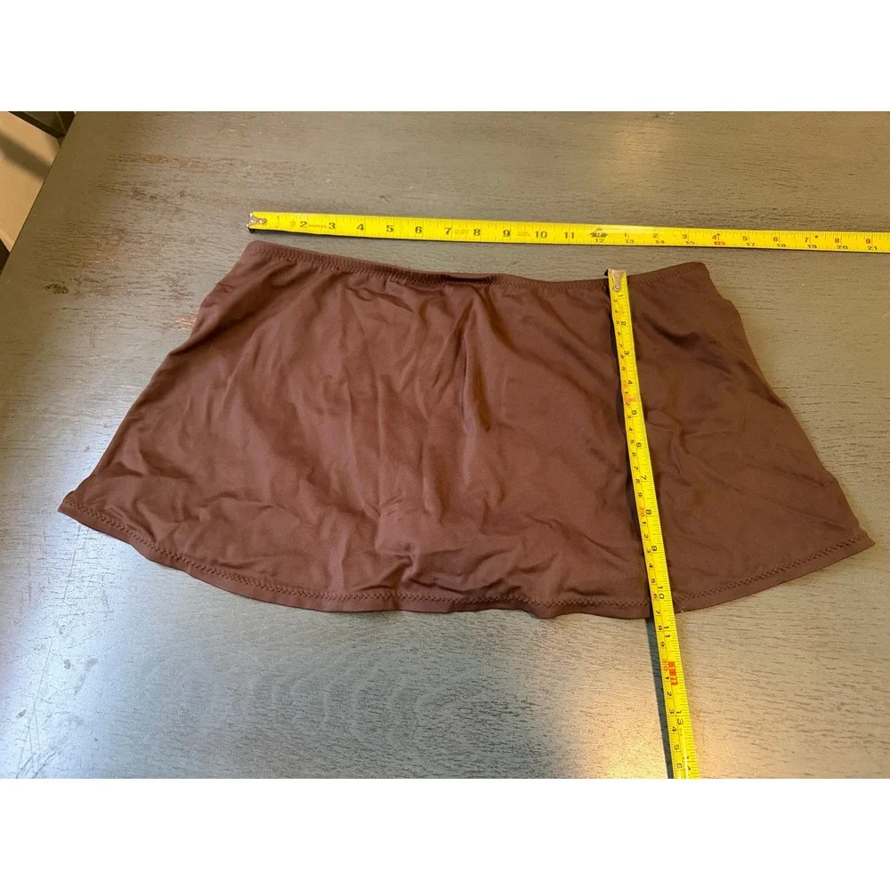 Merona Womens Brown Swim Skirt with Built-in Brief Buckle Detail Size Medium